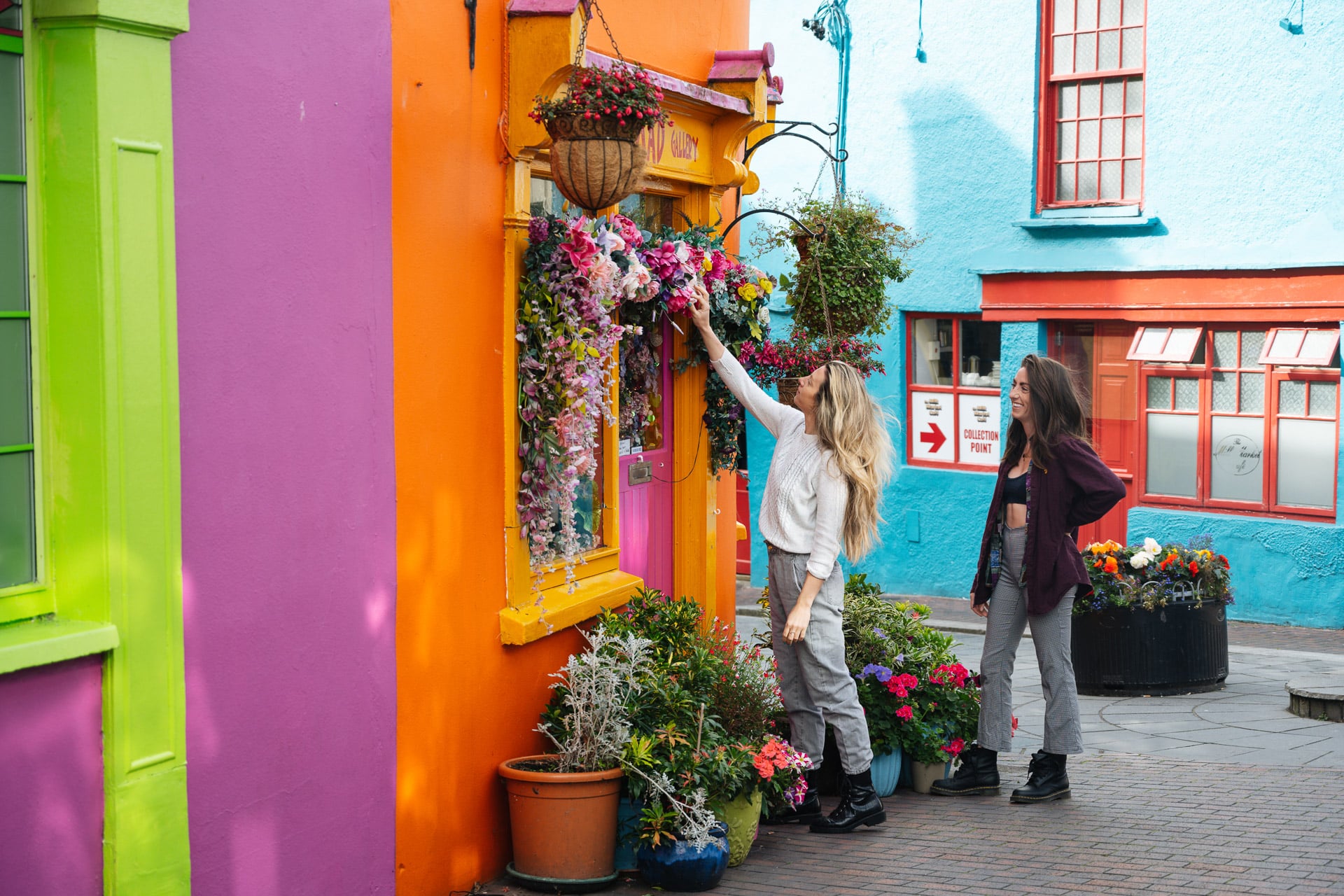 couple paying a visit to the colourful shops of Kinsale Co Cork